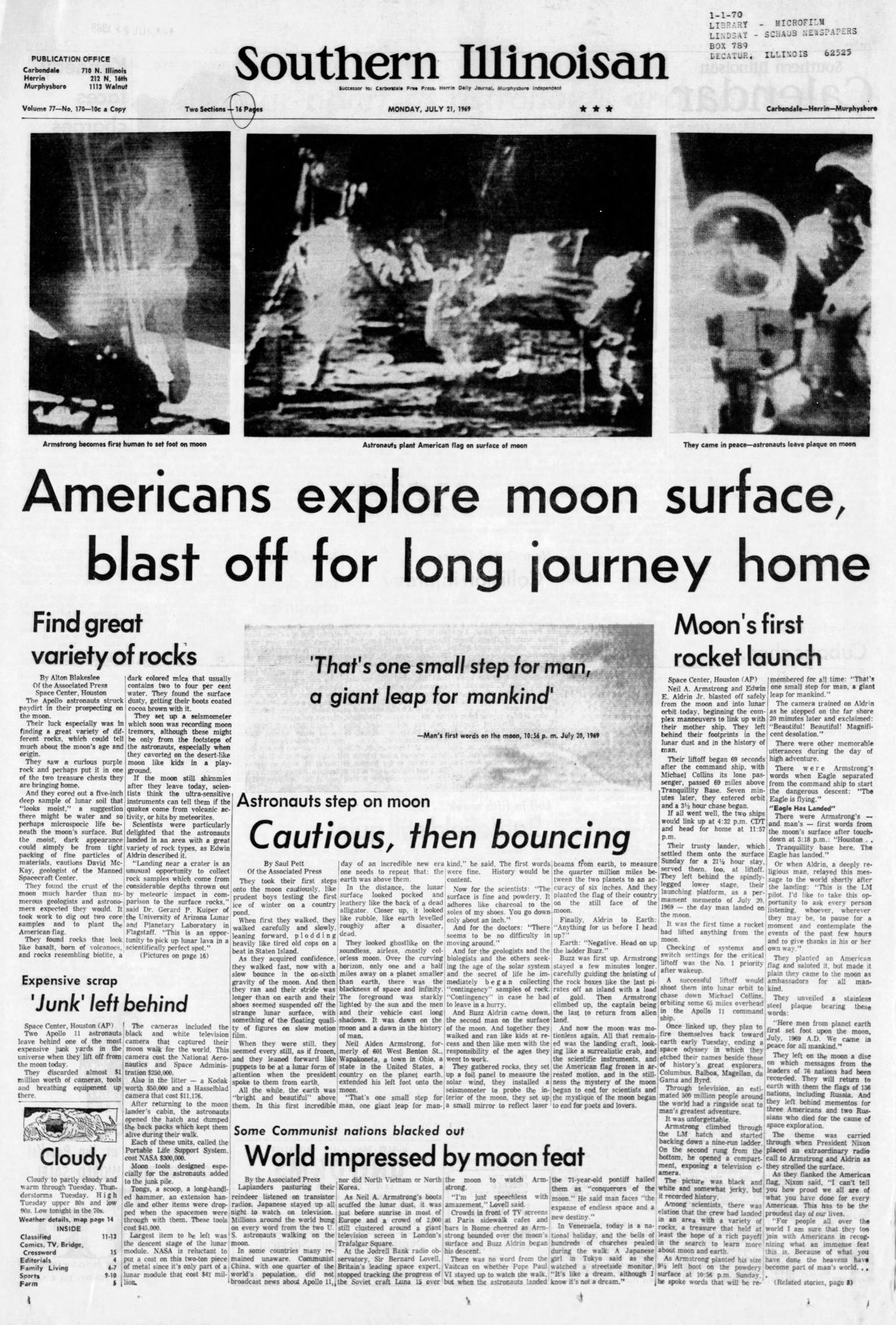 "Americans explore Moon surface, blast off for long journey home"